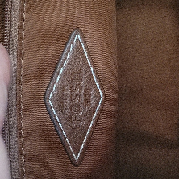 Fossil Ainsley Medium Brown Leather Crossbody Bag Shoulder Purse - Picture 13 of 14